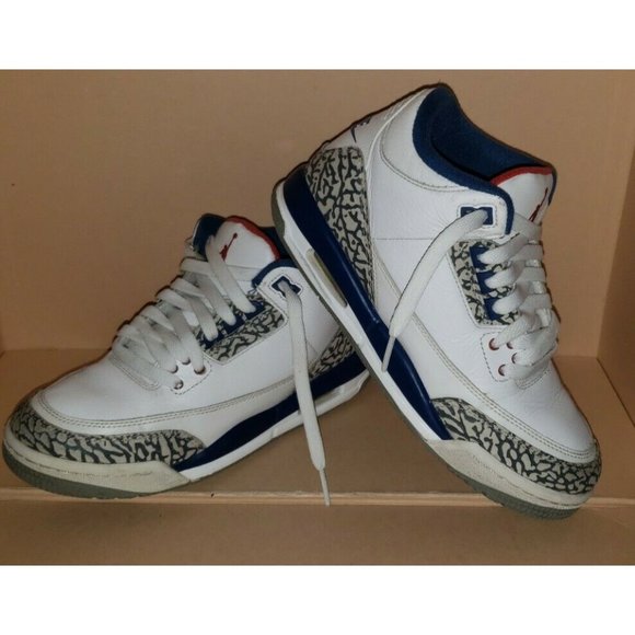 Nike Air Jordan 3 Retro OG BG True Blue Youth Size 4.5Y In Good Used Condition !
